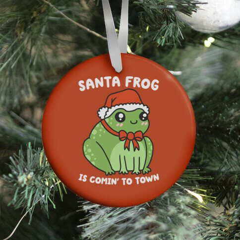 Santa Frog Is Comin' To Town Ornament