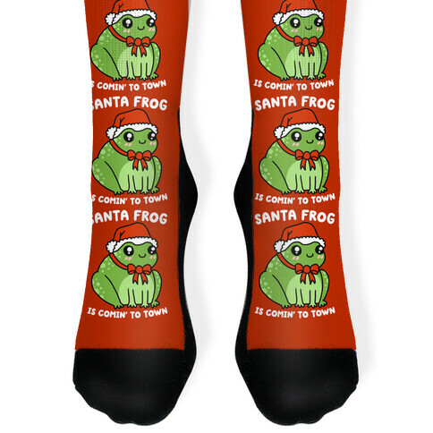 Santa Frog Is Comin' To Town Sock