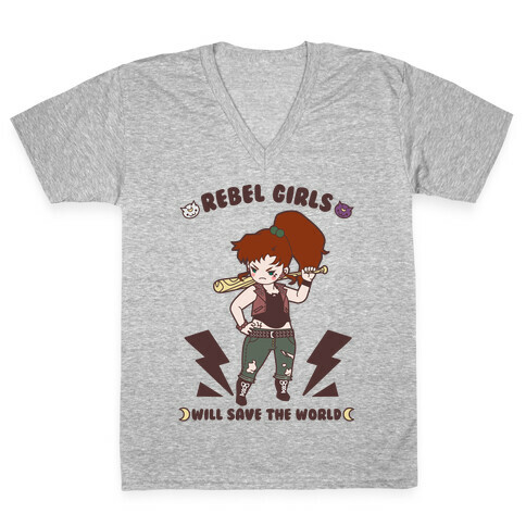 Rebel Girls Will Save The World Jupiter Parody V-Neck Tee Shirt