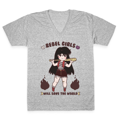 Rebel Girls Will Save The World Mars Parody V-Neck Tee Shirt