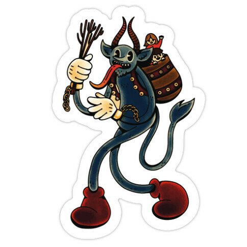 Krampus Cartoon Die Cut Sticker