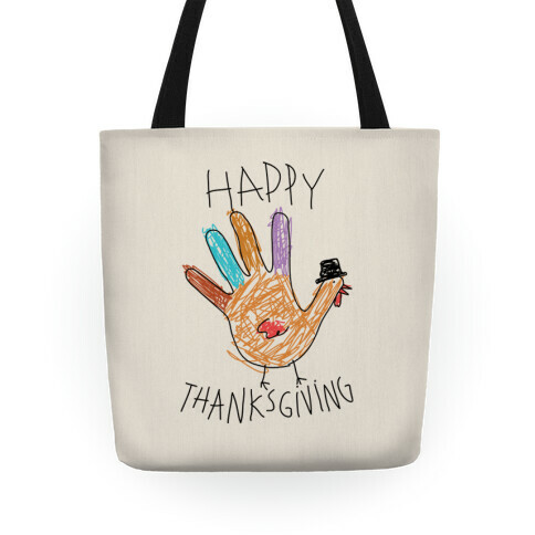 Happy Thanksgiving Hand Turkey Tote