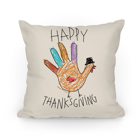 Happy Thanksgiving Hand Turkey Pillow