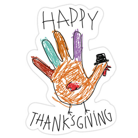Happy Thanksgiving Hand Turkey Die Cut Sticker