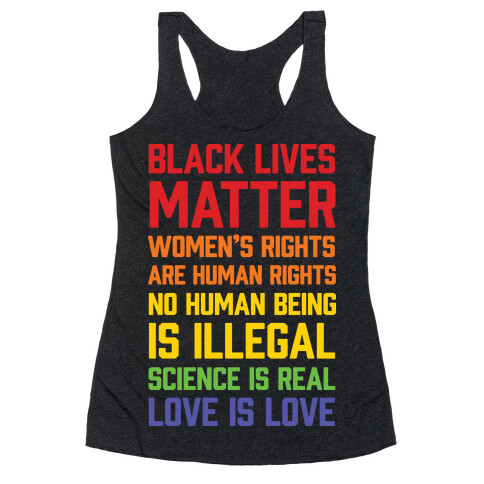 Black Lives Matter List Racerback Tank Top