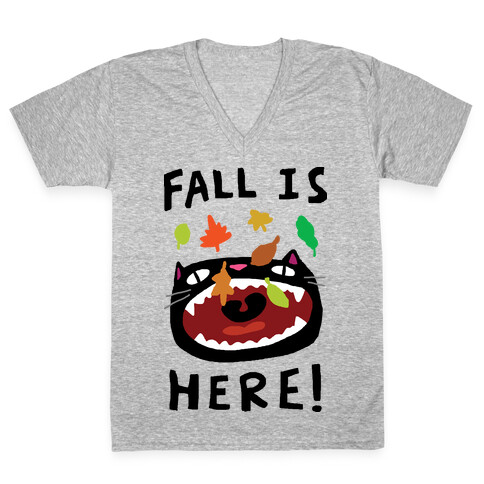 Fall Is Here Cat V-Neck Tee Shirt