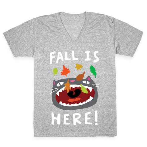 Fall Is Here Cat V-Neck Tee Shirt