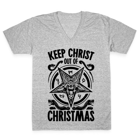 Keep Christ Out of Christmas Baphomet  V-Neck Tee Shirt