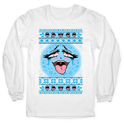 Ugly Ahegao Christmas Sweater Long Sleeve T-Shirt
