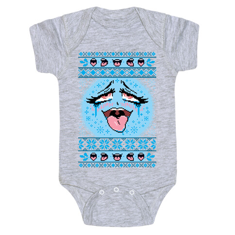 Ugly Ahegao Christmas Sweater Baby One-Piece