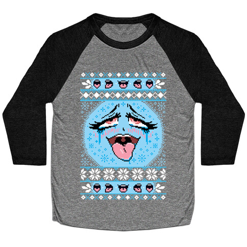 Ugly Ahegao Christmas Sweater Baseball Tee