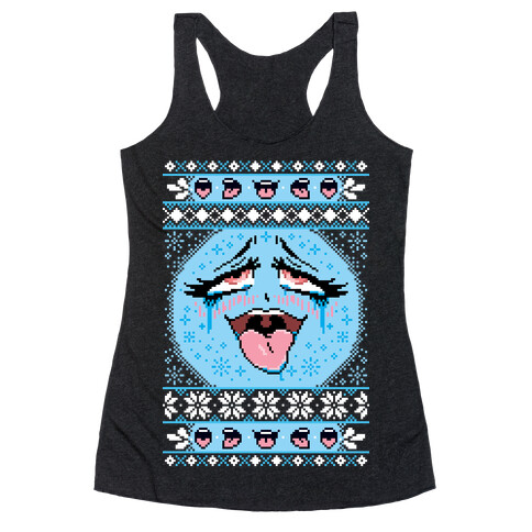 Ugly Ahegao Christmas Sweater Racerback Tank Top