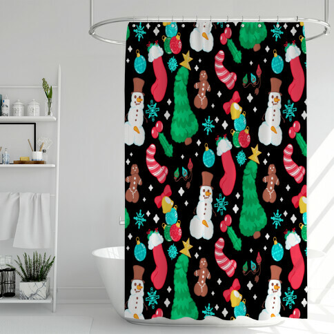 Christmas Peens Pattern Shower Curtain