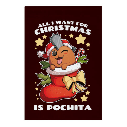 All I Want For Christmas Is Pochita Garden Flag