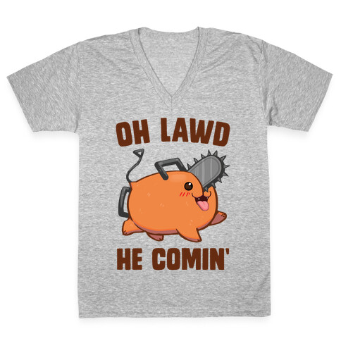 Oh Lawd He Comin' Pochita V-Neck Tee Shirt