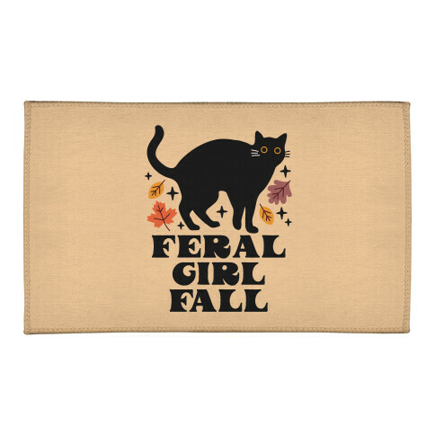 Feral Girl Fall Black Cat Welcome Mat
