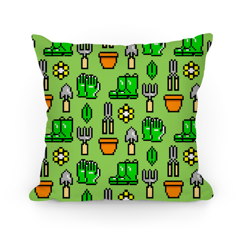 Pixel Gardening Tool Pattern Pillow