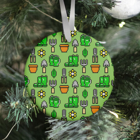 Pixel Gardening Tool Pattern Ornament