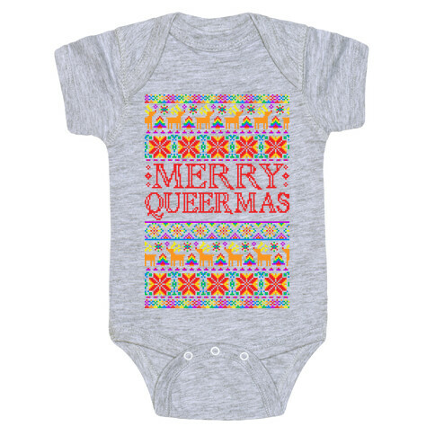 Merry Queermas Gay Pride Christmas Sweater Baby One-Piece