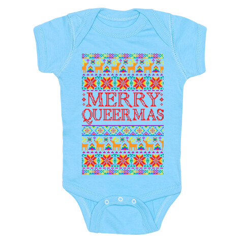 Merry Queermas Gay Pride Christmas Sweater Baby One-Piece