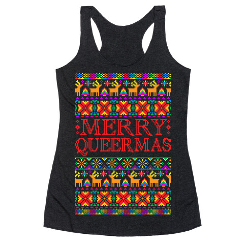 Merry Queermas Gay Pride Christmas Sweater Racerback Tank Top