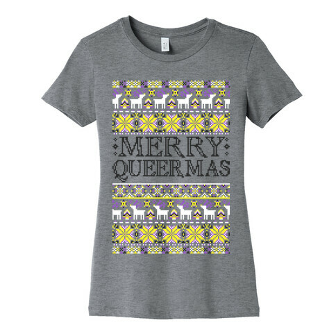 Merry Queermas Nonbinary Pride Christmas Sweater Womens T-Shirt