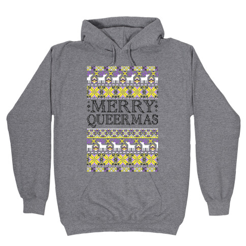 Merry Queermas Nonbinary Pride Christmas Sweater Hooded Sweatshirt