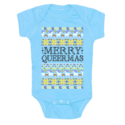 Merry Queermas Nonbinary Pride Christmas Sweater Baby One-Piece