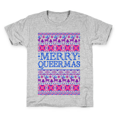 Merry Queermas Bisexual Pride Christmas Sweater Kids T-Shirt