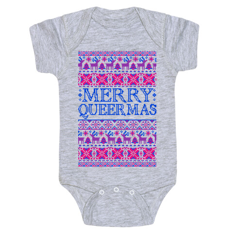 Merry Queermas Bisexual Pride Christmas Sweater Baby One-Piece