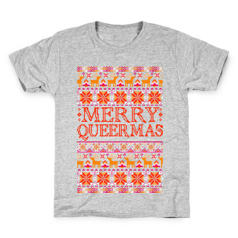 Merry Queermas Lesbian Pride Christmas Sweater Kids T-Shirt