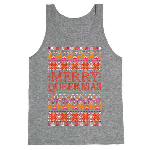 Merry Queermas Lesbian Pride Christmas Sweater Tank Top