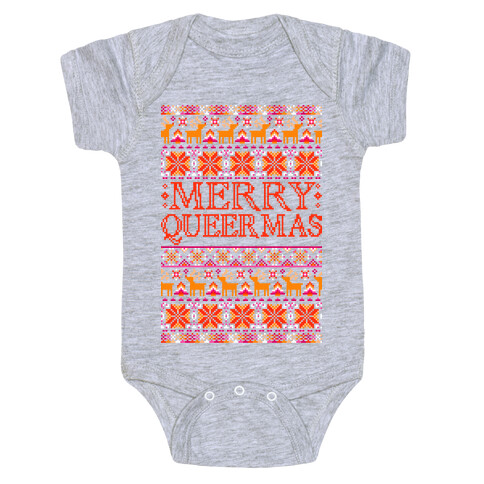 Merry Queermas Lesbian Pride Christmas Sweater Baby One-Piece