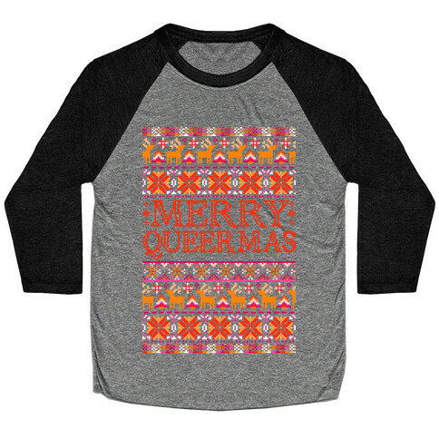 Merry Queermas Lesbian Pride Christmas Sweater Baseball Tee