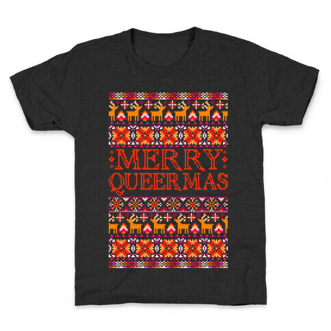 Merry Queermas Lesbian Pride Christmas Sweater Kids T-Shirt