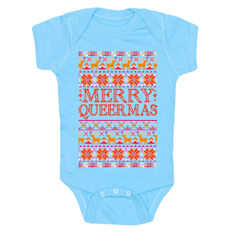 Merry Queermas Lesbian Pride Christmas Sweater Baby One-Piece