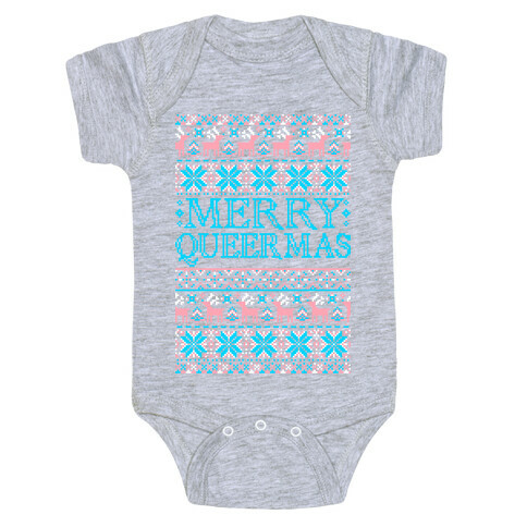 Merry Queermas Trans Pride Christmas Sweater Baby One-Piece