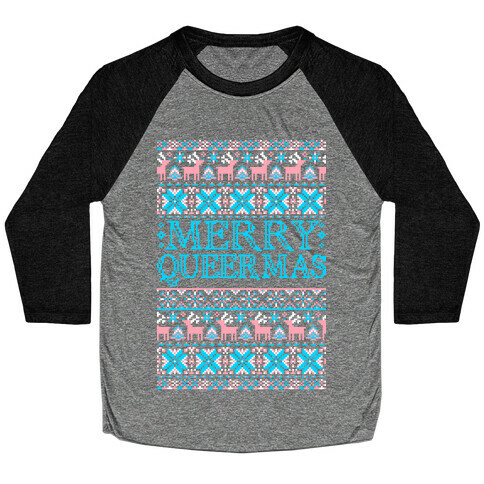 Merry Queermas Trans Pride Christmas Sweater Baseball Tee
