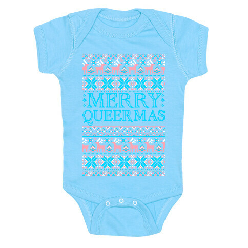 Merry Queermas Trans Pride Christmas Sweater Baby One-Piece