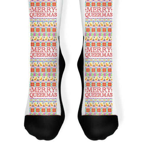 Merry Queermas Gay Pride Christmas Sweater Sock