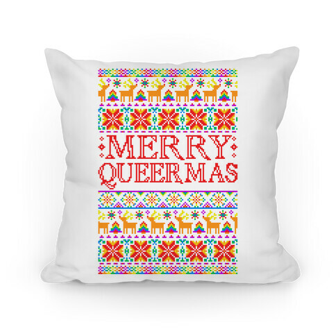 Merry Queermas Gay Pride Christmas Sweater Pillow