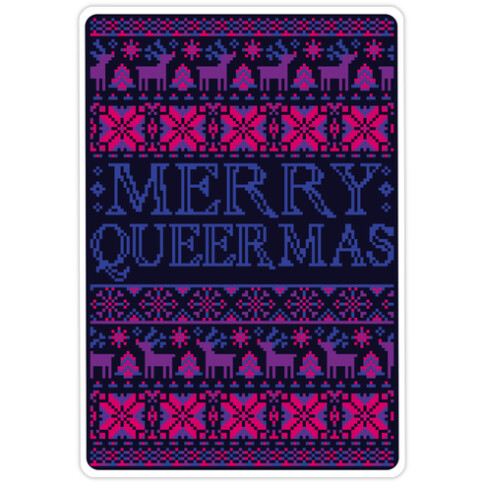 Merry Queermas Bisexual Pride Christmas Sweater Die Cut Sticker