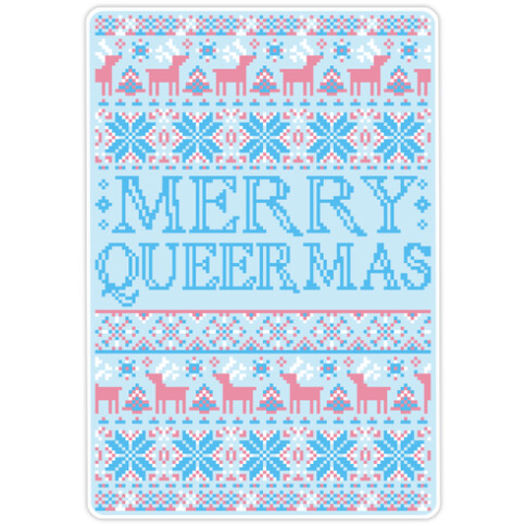 Merry Queermas Trans Pride Christmas Sweater Die Cut Sticker