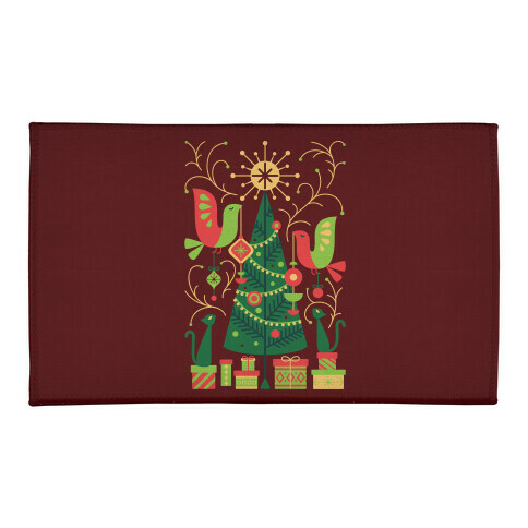 Vintage Christmas Tree Decorating Welcome Mat