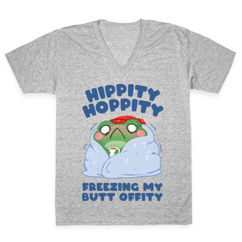Hippity Hoppity, Freezing My Butt Offity V-Neck Tee Shirt