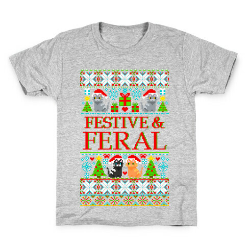 Festive and Feral Sweater Pattern Kids T-Shirt