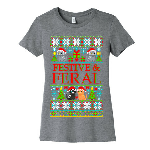 Festive and Feral Sweater Pattern Womens T-Shirt