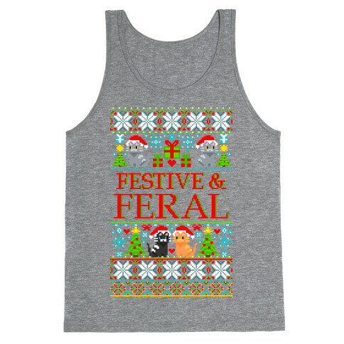 Festive and Feral Sweater Pattern Tank Top