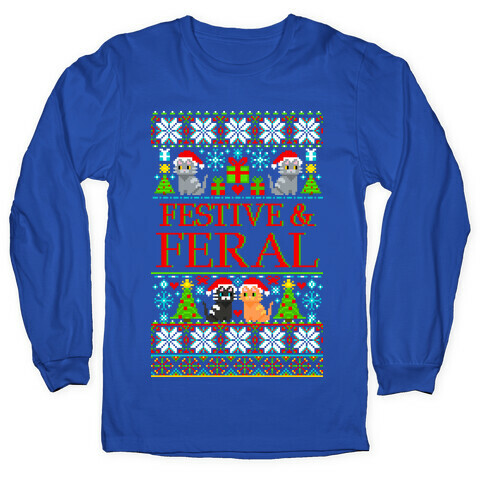 Festive and Feral Sweater Pattern Long Sleeve T-Shirt