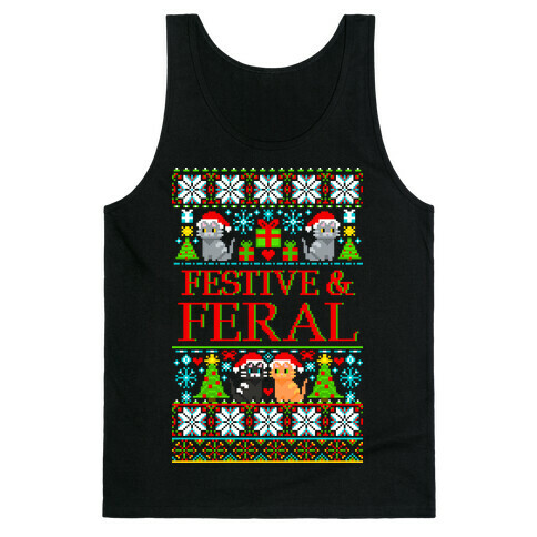 Festive and Feral Sweater Pattern Tank Top